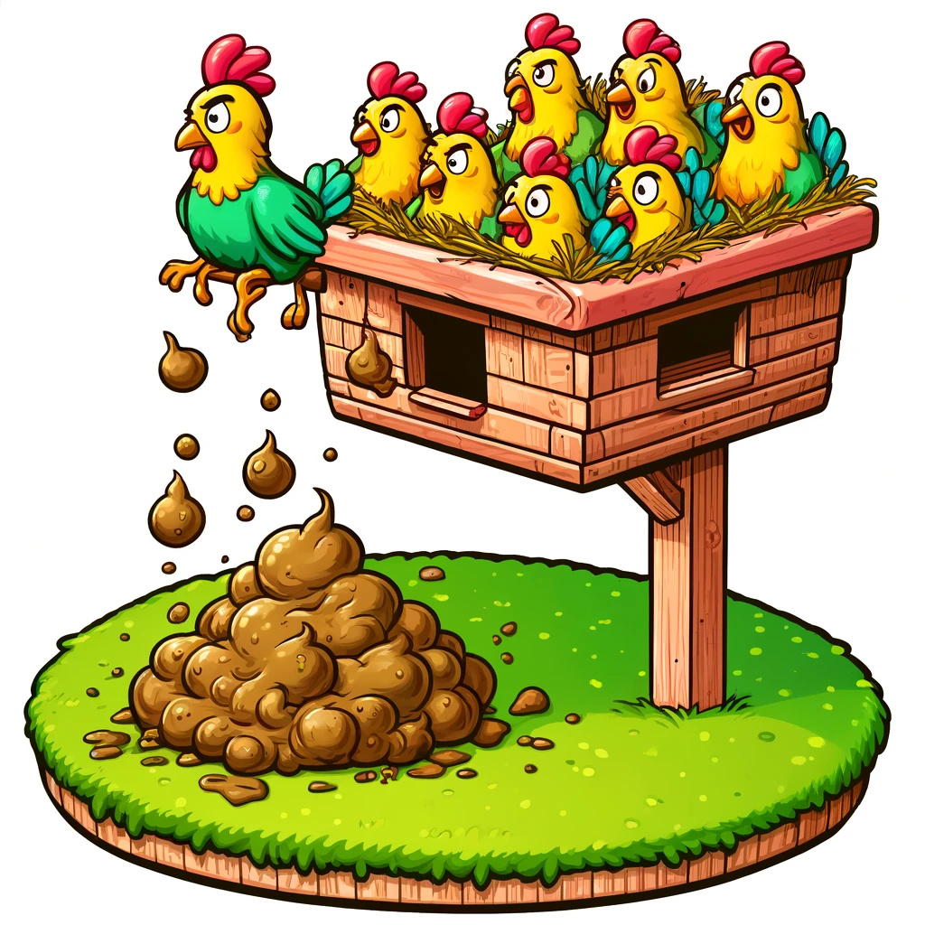 dall·e-2024-04-29-14.02.41---a-cartoon-image-of-a-grassy-lawn-with-a-chicken-roost-above-it.-several-chickens-are-perched-on-the-roost--dropping-their-droppings-onto-the-lawn-belo.jpg